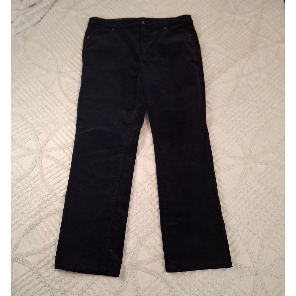Talbots Womens 14P Corduroy Straight Leg Pant Blue Stretch Cotton Petite